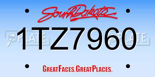 1TZ7960 South Dakota License Plate