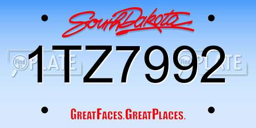 1TZ7992 South Dakota License Plate