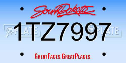 1TZ7997 South Dakota License Plate