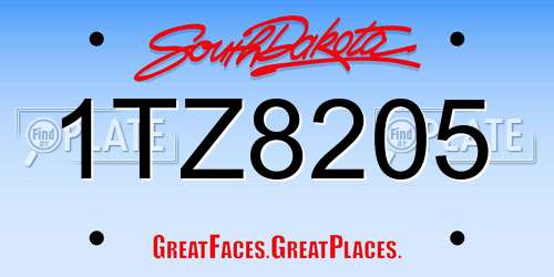 1TZ8205 South Dakota License Plate