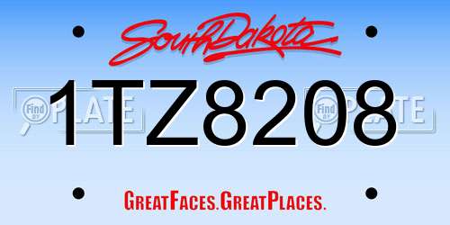 1TZ8208 South Dakota License Plate