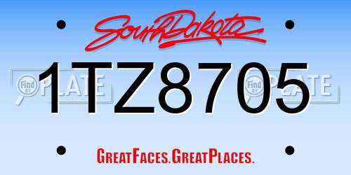 1TZ8705 South Dakota License Plate