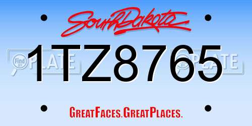 1TZ8765 South Dakota License Plate