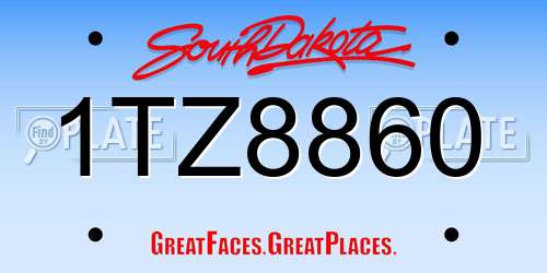 1TZ8860 South Dakota License Plate
