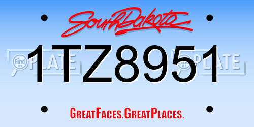 1TZ8951 South Dakota License Plate