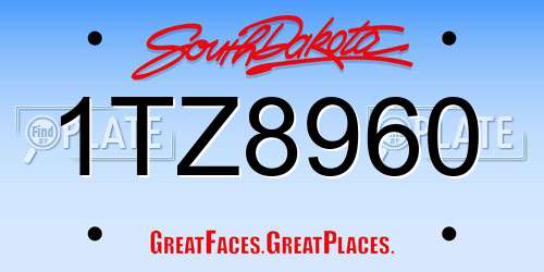 1TZ8960 South Dakota License Plate