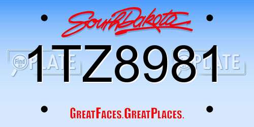 1TZ8981 South Dakota License Plate