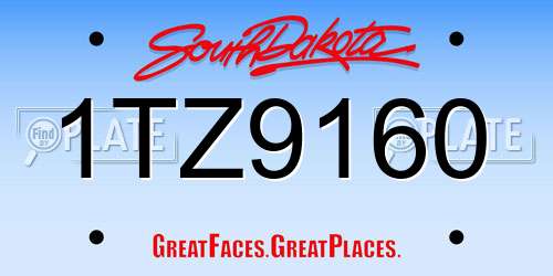 1TZ9160 South Dakota License Plate