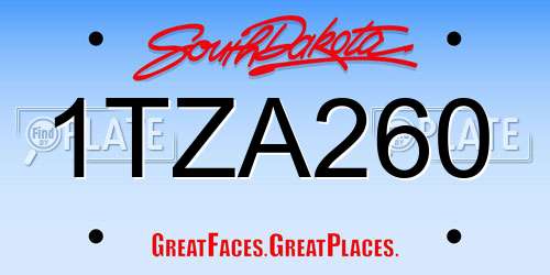 1TZA260 South Dakota License Plate
