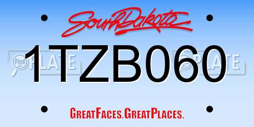 1TZB060 South Dakota License Plate