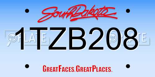 1TZB208 South Dakota License Plate