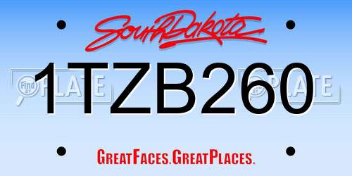 1TZB260 South Dakota License Plate