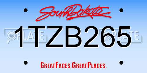 1TZB265 South Dakota License Plate