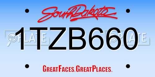 1TZB660 South Dakota License Plate