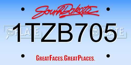1TZB705 South Dakota License Plate