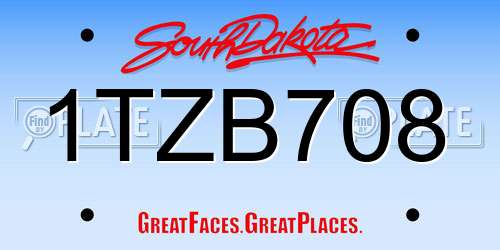 1TZB708 South Dakota License Plate