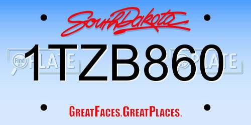 1TZB860 South Dakota License Plate