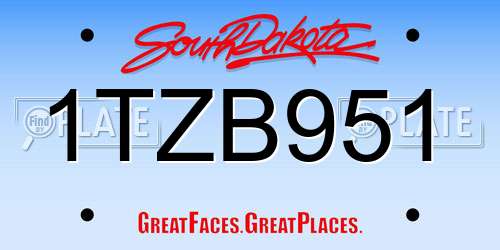 1TZB951 South Dakota License Plate