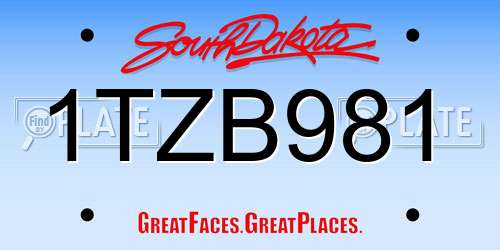 1TZB981 South Dakota License Plate