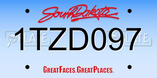 1TZD097 South Dakota License Plate