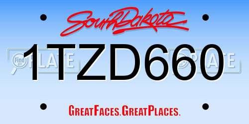1TZD660 South Dakota License Plate