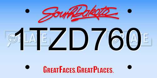 1TZD760 South Dakota License Plate