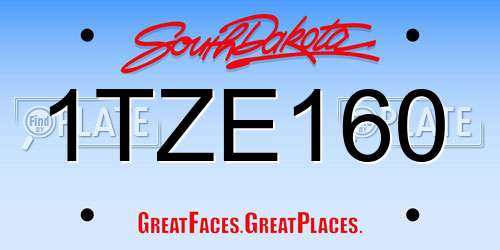 1TZE160 South Dakota License Plate