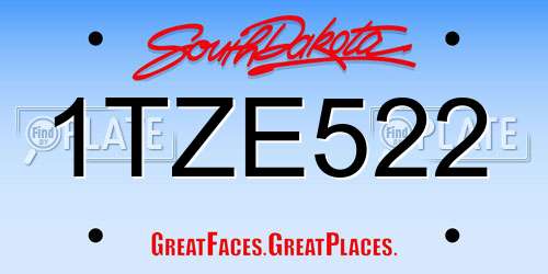 1TZE522 South Dakota License Plate