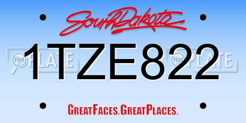 1TZE822 South Dakota License Plate