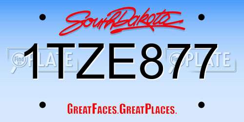 1TZE877 South Dakota License Plate