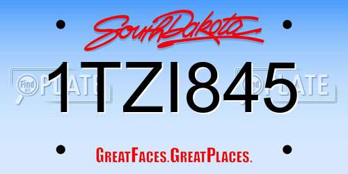1TZI845 South Dakota License Plate