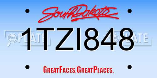 1TZI848 South Dakota License Plate