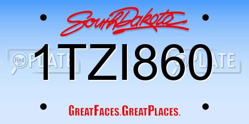 1TZI860 South Dakota License Plate