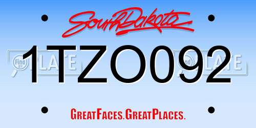 1TZO092 South Dakota License Plate