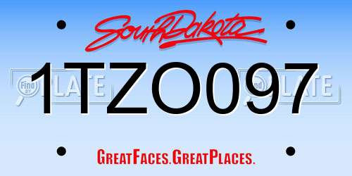 1TZO097 South Dakota License Plate
