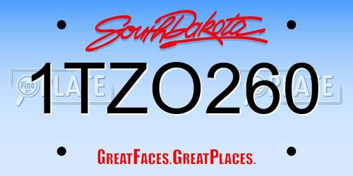 1TZO260 South Dakota License Plate