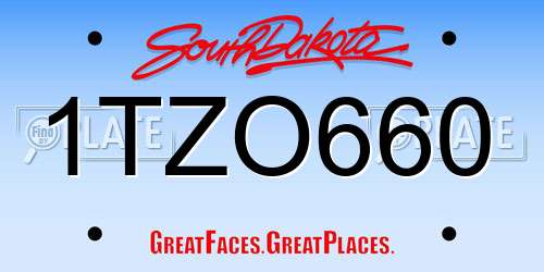 1TZO660 South Dakota License Plate