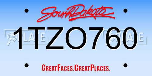 1TZO760 South Dakota License Plate