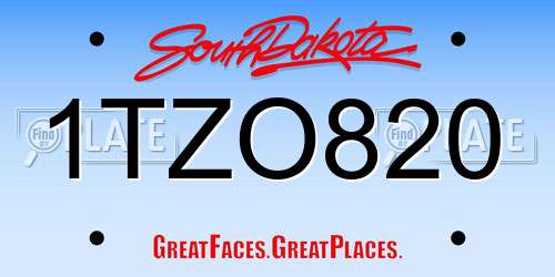 1TZO820 South Dakota License Plate