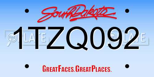 1TZQ092 South Dakota License Plate