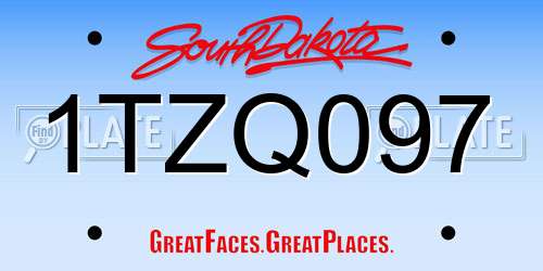 1TZQ097 South Dakota License Plate