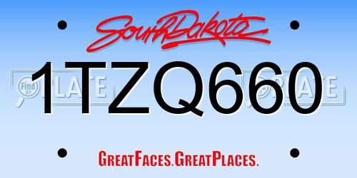 1TZQ660 South Dakota License Plate