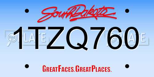 1TZQ760 South Dakota License Plate