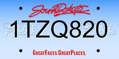 1TZQ820 South Dakota License Plate