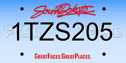 1TZS205 South Dakota License Plate
