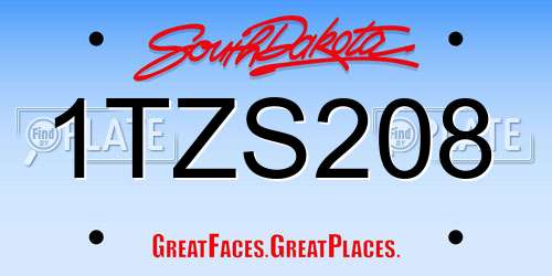 1TZS208 South Dakota License Plate
