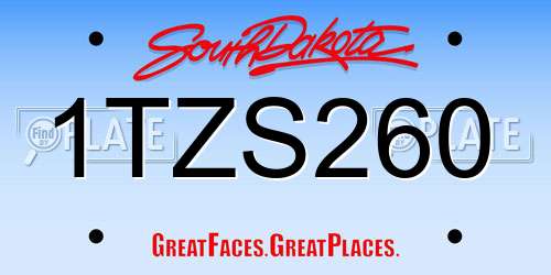 1TZS260 South Dakota License Plate