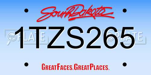 1TZS265 South Dakota License Plate