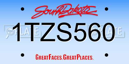 1TZS560 South Dakota License Plate