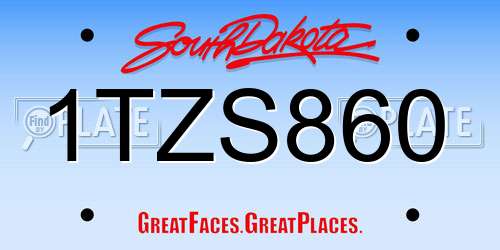 1TZS860 South Dakota License Plate